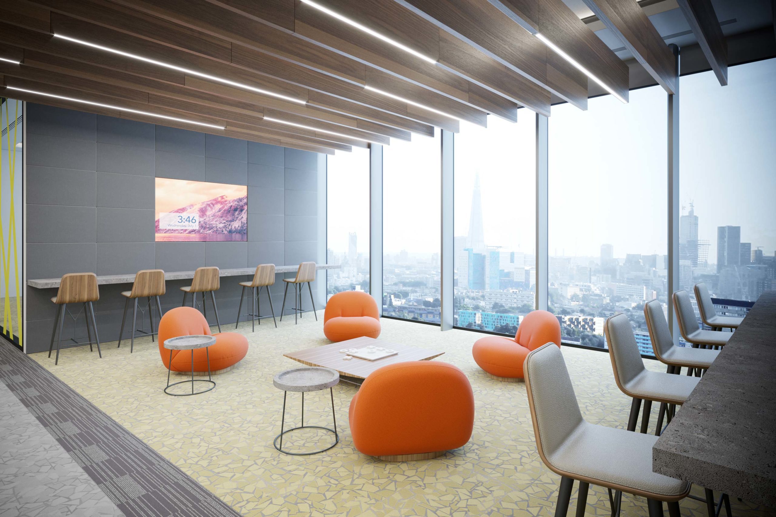 London offices featuring Rensa acoustic wood baffles